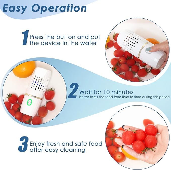 Cudinham Fruit and Vegetable Purifier Cleaner Washing Machine Capsule Shape Produce Cleaner Disinfection OH-ion Purification Technology for Cleaning Veggie Grains Rice Meat Seafood, White