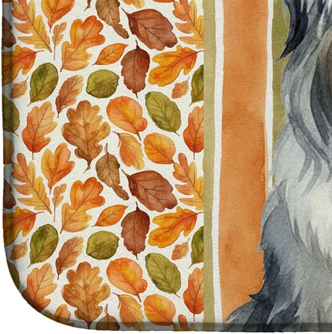 Caroline's Treasures Bearded Collie Heirloom Fall Dish Drying Mat Absorbent Dish Drying Mat Pad for Kitchen Counter Dish Drainer Mat for Countertop, 14 x 21", Multicolor