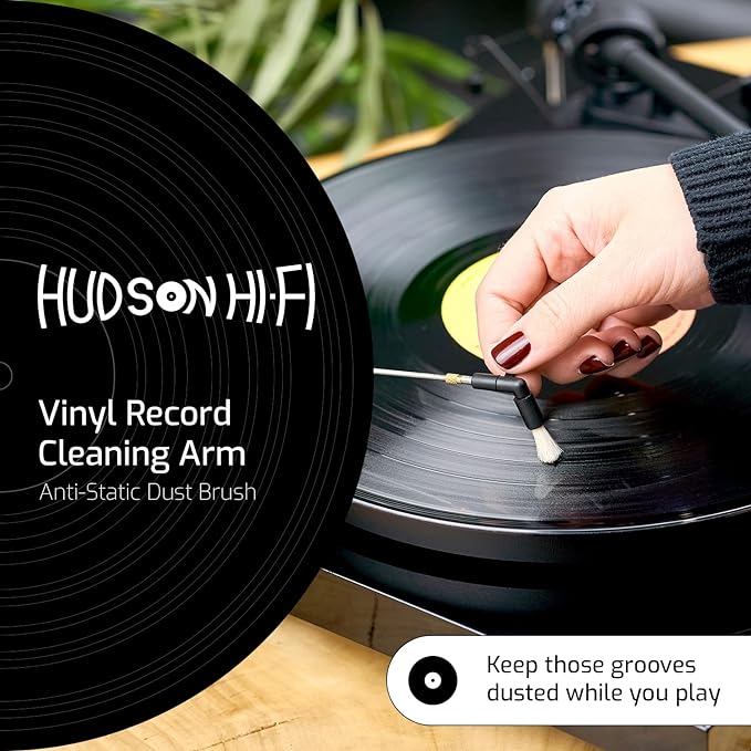 Hudson Hi-Fi Anti-Static Cleaning Arm - Adjustable, Universal Fit - Defy Damage, Perfect Playback - AutoMagically Cleans as LP Plays to Remove Dust & Static, End Needle Skipping, Popping