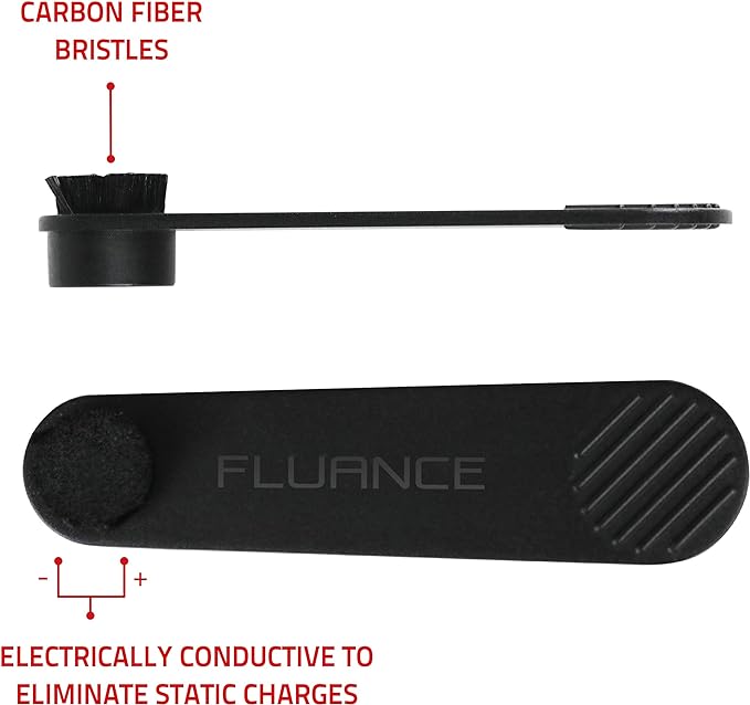 Fluance Vinyl Record & Stylus Cleaning Kit with 2-in-1 Anti-Static Carbon Fiber & Soft Velvet LP Brush and Stylus Brush (VB52)