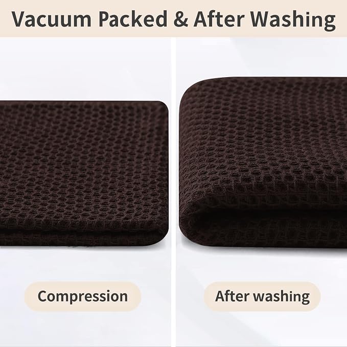 Homaxy 100% Cotton Kitchen Towels and Dishcloths Set, 12 x 12 Inches and 13 x 28 Inches, Set of 12 Bulk Kitchen Towels Set, Ultra Soft Absorbent Dish Cloths for Washing Dishes, Dark Brown