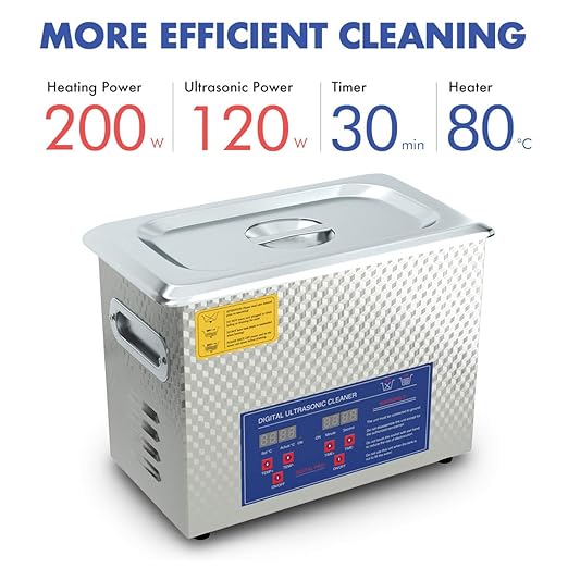 Digital Ultrasonic Parts Cleaner 3L for Cleaning Carbs Jewelry Injectors Bullets Guns and Brass 200W Heated Professional Ultrasonic Cleaning Machine Dareflow