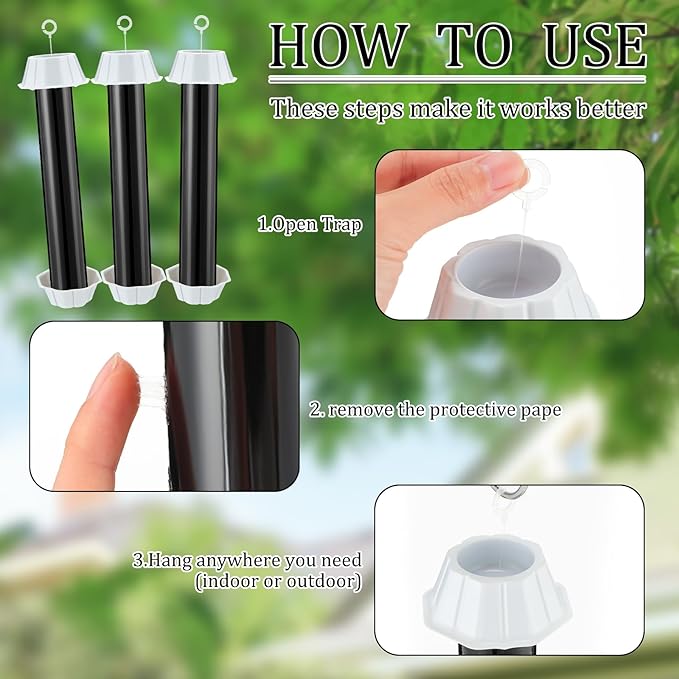Qualirey Fly Traps for Indoor Outdoor Hanging Fruit Fly Stick Trap Sticky Mosquito for Home Insect 10 x 2.5 Inches(Black,8 Pcs)