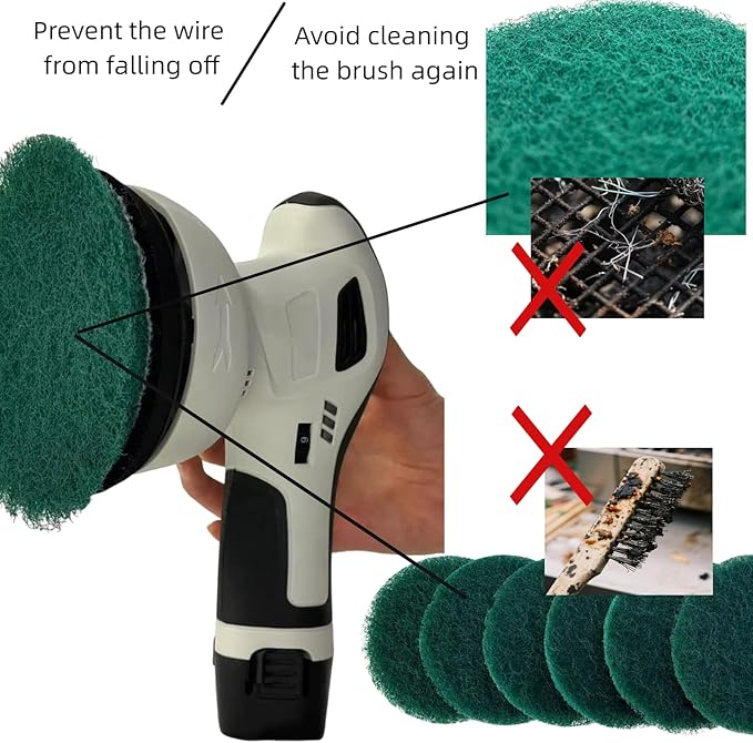 Electric Grill Brush BBQ Bristle-Free Electric Grill Cleaner Barbecue Cleaner Brushes with Replaceable Heads Grill Scrubber for Outdoor Grill - Suitable for All Kinds of Grill