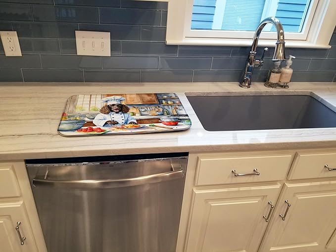 Caroline's Treasures DAC6190DDM American Water Spaniel The Chef Dish Drying Mat Absorbent Dish Drying Mat Pad for Kitchen Counter Dish Drainer Mat for Countertop, 14 x 21", Multicolor