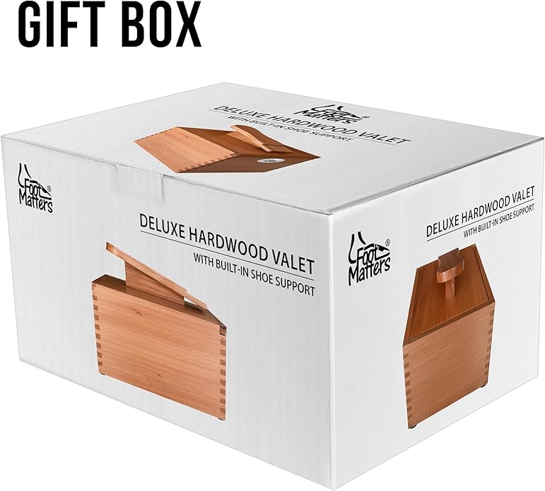 FOOTMATTERS Shoe Shine Valet Box - Hardwood Boot & Shoe Care