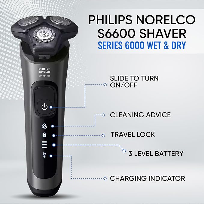 Philips Electric Shavers for Men, Rechargeable Wet/Dry Electric Shaver with SenseIQ Technology, Cordless Electric Razors for Men with Pop-up Trimmer, Travel Case