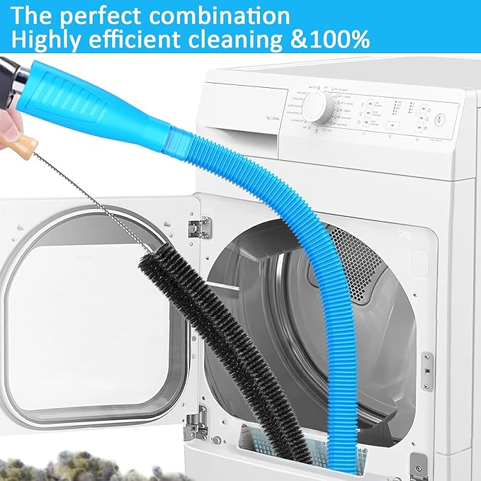 4 Pcs Dryer Lint Filter Replacement Kit for GE WE03X23881 - Includes Cleaner Brush & Flexible Hose - Stainless Steel Lint Screen for Dryer GTD42EASJ2WW, GTD33EASK0WW, GTD65EBSJ3WS