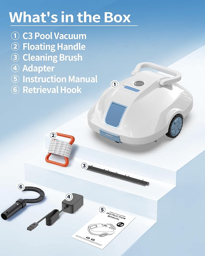 (2026 Upgrade) Robotic Pool Cleaner -Up to 250-Min Cordless Automatic Pool Vacuum Robot for Above Ground & Inground Pools -Powerful Suction Self-Parking for Swimming Pool up to2200 Sq. Ft -White