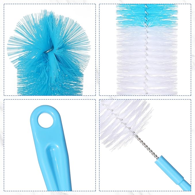 Reallnaive 12 Pcs Long Bottle Cleaning Brush Stainless Steel Handle Water Scrubbing 15.2 Inch Cleaning Brush Set for Washing Narrow Neck Bottles, Wine Decanter, Flask, Beer Brewing Supplies