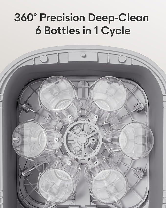 Baby Bottle Washer Pro, Sterilizer & Dryer — Wash 6 Bottles at Once, All-in-One Washer Machine for Bottles, Pump Parts & Baby Essentials – Replaces Hand Washing, Time-Saving for Busy Parents