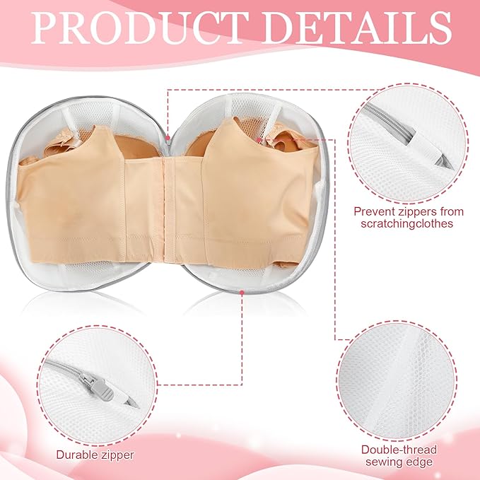 Shappy 6 Pieces Bra Washing Bag for Laundry Mesh Wash Lingerie Underwear Brassiere Washing Bags with Zipper for Women Laundry Storage(11.81 Inch,Gray)