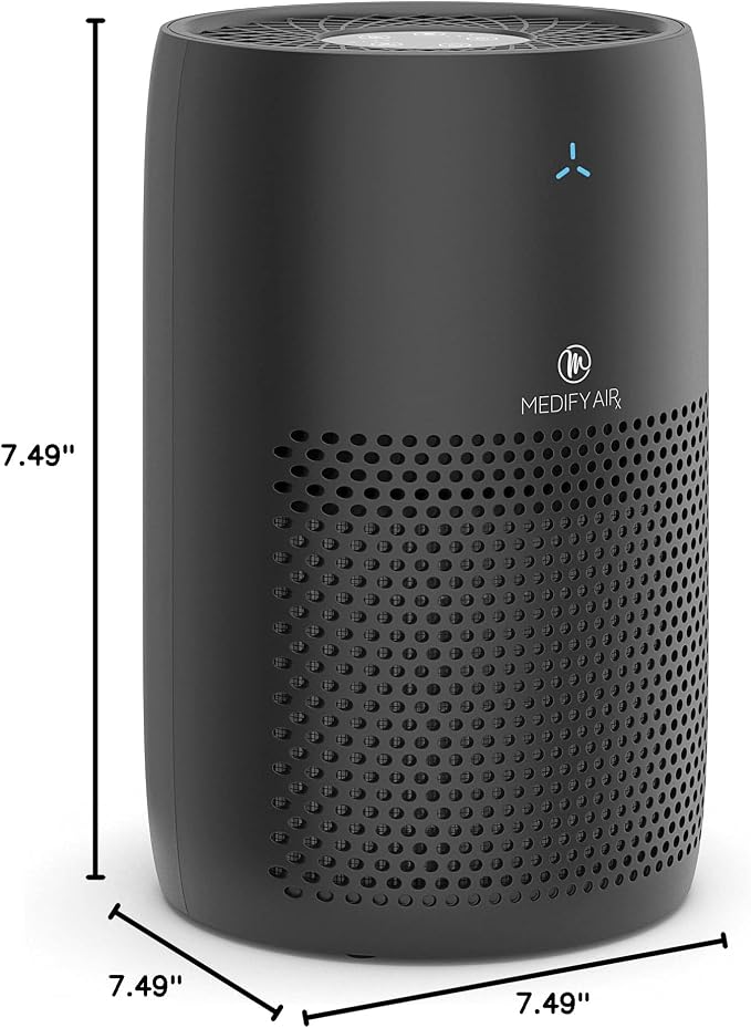 Medify MA-22 Air Purifier with True HEPA H13 Filter | 169 m² Coverage in 1hr for Allergens, Smoke, Wildfires, Dust, Odors, Pollen, Pet Dander | Quiet 99.9% Removal to 0.1 Microns | Black, 1-Pack