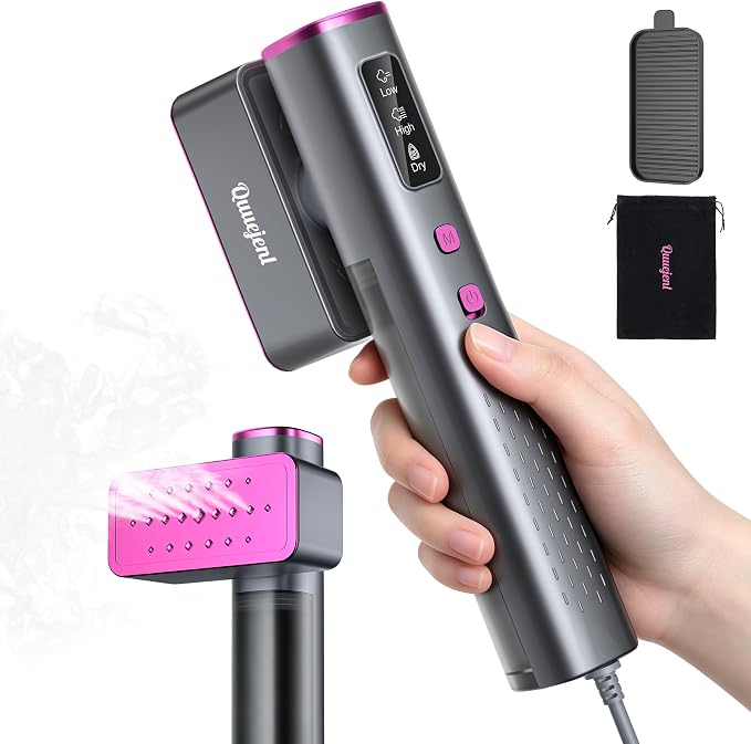 Travel Steamer Iron for Clothes, 100V-240V Portable Iron, 15s Fast Heat Up, 2 in 1 Handheld Steamer & Iron, LED Display, Fabric Quick Wrinkle Remover for Global & Europe