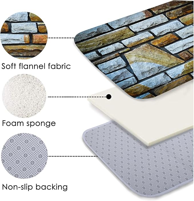 WODEJIA Non-Skid Low Pile Sponge Foam Door Entry Rug for Bathroom Mat,Separate Tub Shower Skid Proof Rugs, Home 3D Optical Illusion Rug Non Slip Bath Mats Welcome Mat 47 x 18 inches