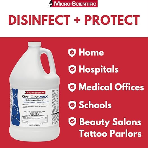 Micro-Scientific Opti-Cide Max Disinfectant Cleaner & Sanitizer, Broad-Spectrum, Kills in 2 Minutes, 1-Gallon Pour Bottle