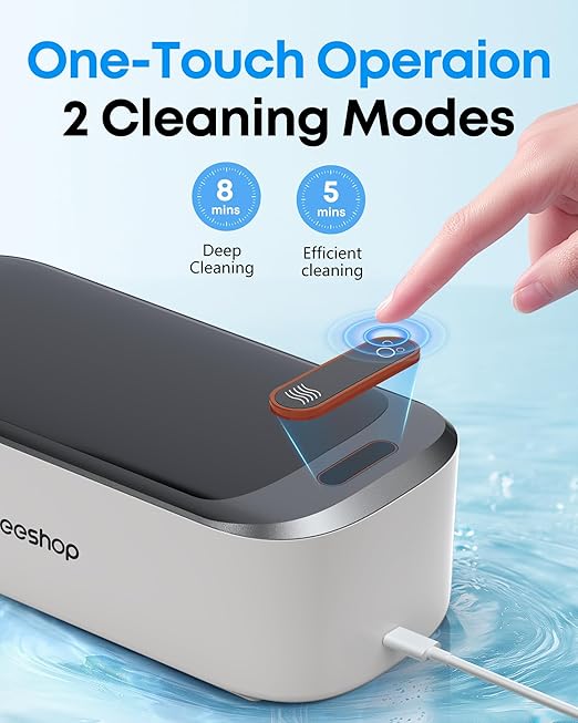 Professional Ultrasonic Jewelry Cleaner - 550ml(19oz) Ring Cleaner with Degas Function, 2 Time Modes, 48Khz Jewelry Cleaner Sonic Machine for Eyeglasses, Dentures, Retainer, Necklaces, Watch(Black)