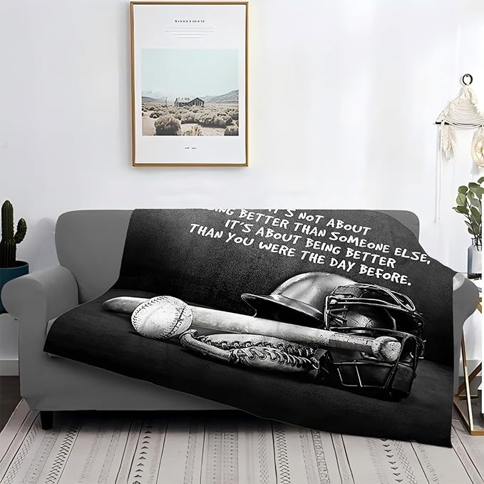 Tijuboni Baseball Sports Throw Blanket Baseball Gifts for Boys Girls Men Women Kids Adults Soft Flannel Fleece Blanket for Couch Sofa Bed Home Decor 60"x80"