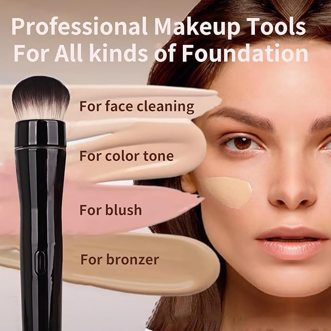 Electric Rotating Makeup Brush Set - Professional 360° Spinning Foundation Blending Tool with 5 Replaceable Brush Heads, 2 Speeds & USB Rechargeable - Ideal Beauty Gift for Women