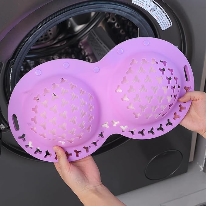 Silicone Bra Washing Bags for Laundry,Delicates Mesh Laundry Bags, Suitable for all Cup Sizes bra,Sports Bras, Swimsuits, Socks & Silk protector,Anti Deformation Lingerie Bag for Machine (purple 2pc)