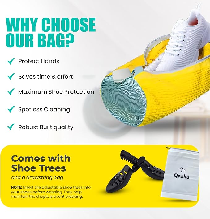 2 Pack (XXL) Shoe Washing Machine Bag: Laundry Bag for Washing Machine - Reusable Cleaning Laundry bag for Sneaker, Tennis Shoe, Cleaner Kit, 360° Deep Clean with Shape keeper (2 PCS)