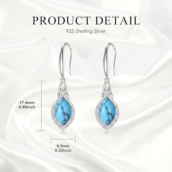 PELOVNY Celtic Knot Filigree Earrings for Women 925 Sterling Silver Moss Agate/Birthstone Infinity Earrings Birthday Christmas Jewelry Gifts for Mom Daughter Wife Sister