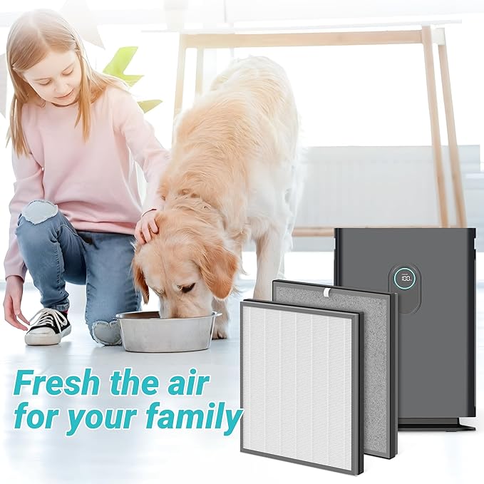 1 Pack HE400 Replacement Filter Compatible with Shark HE400 HE401 HE402 HE405 4 Fan Model Air Cleaner Purifier,3-in-1 Filter of Pre-filter,Carbon and HEPA Filter