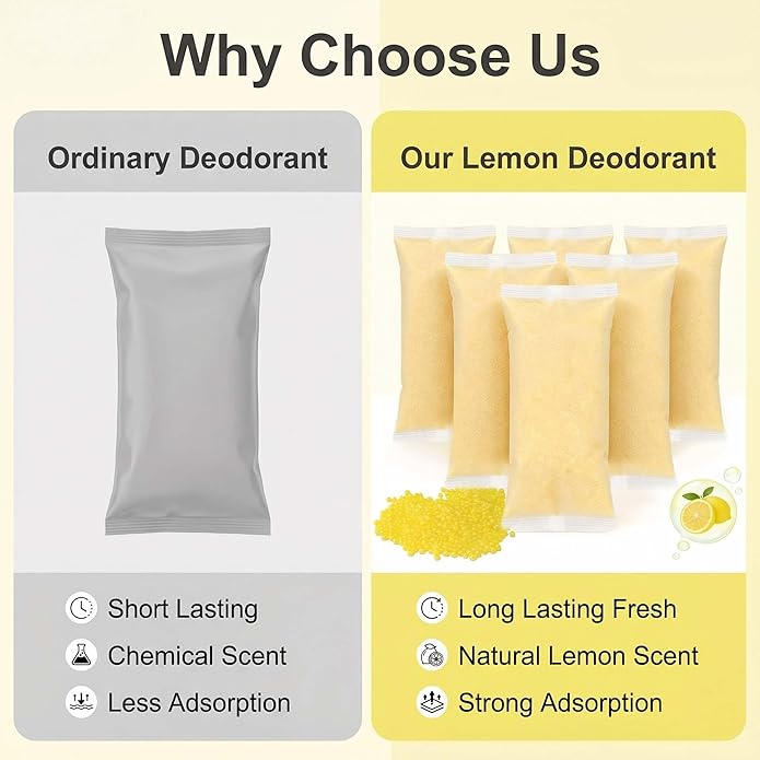 PurifyLogix Lemon Fresh Shoe Deodorizer, Natural Long-Lasting Powerful Odor Absorber for All Footwear, also Purifies Air in Closets, Gym Bags and Pet Areas, Odor Eliminator, 6PCS