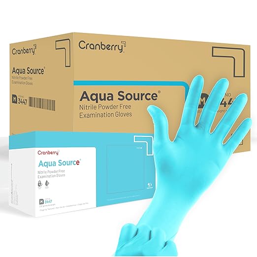 Cranberry USA Cranberry Aqua Source Nitrile Exam Gloves, Case of 2000, Small, Aqua, Lanolin & Vitamin E, 4.0 Mil