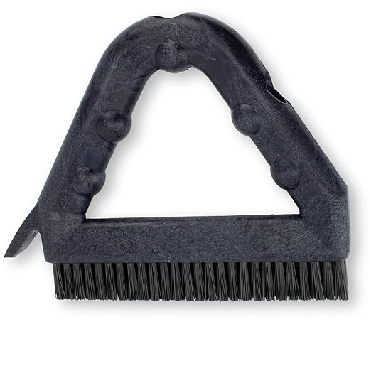 SPARTA Plastic Commercial Grout Brush, Triangle-Shaped Scrub Brush with Scraper and Two Threaded Holes for Attaching Handle (Sold Separately), 9 x 7 x 7 Inches, Black, (Pack of 4)