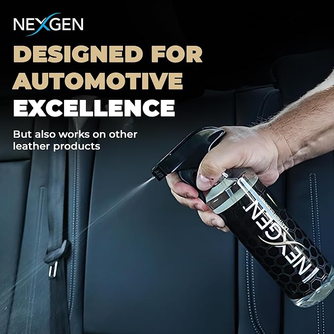Nexgen Car Leather Cleaner - Quick Spray Car Interior Cleaner and Leather Restorer - Gentle Liquid Formula, Multi-Purpose Cleaner for Cars, Couch, Boots, Purses, and More (16 Oz)
