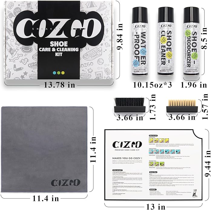 COZGO Protect Shoe Protector Spray, Rain & Stain Waterproof Shoe Spray, Nano Protection for Sneaker, Suede, Leather,10.15FlOz