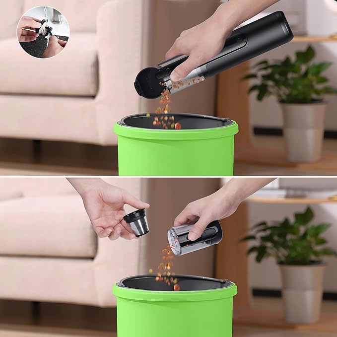 Car Vacuum, Handheld Vacuum Cordless 19000Pa, 4-in-1 Mini Portable Cleaner with Green LED Detection Light, 2 Modes for Car, Home, Office, Desk & Keyboards, Rechargeable, Washable Filter