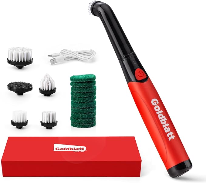 Goldblatt Cordless Electric Spin Scrubber 18-Piece Kit, Power Scrubber with Battery Indicator Light, Waterproof Electric Cleaning Brush for Grout, Tile, Bathroom, Kitchen Cleaning