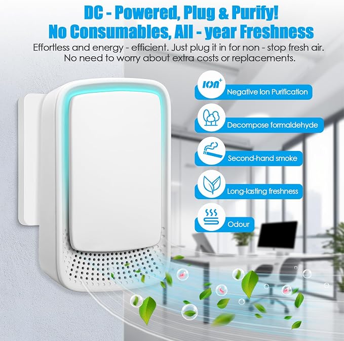 8 Pack Plug In Air Ionizers, Quiet Operation Air Freshener for Home, Office, Bedroom, Kitchen, Garage Room, Portable Air Purifiers, Pets Smell - Air Cleaner (White)