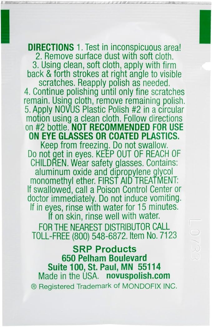 Novus Sample Packets #1 + #2 + #3 Plastic Scratch Remover Set | Includes 2 Fine Scratch Remover 64 oz. Bottle & Disposable Polish Wipes (6ct)