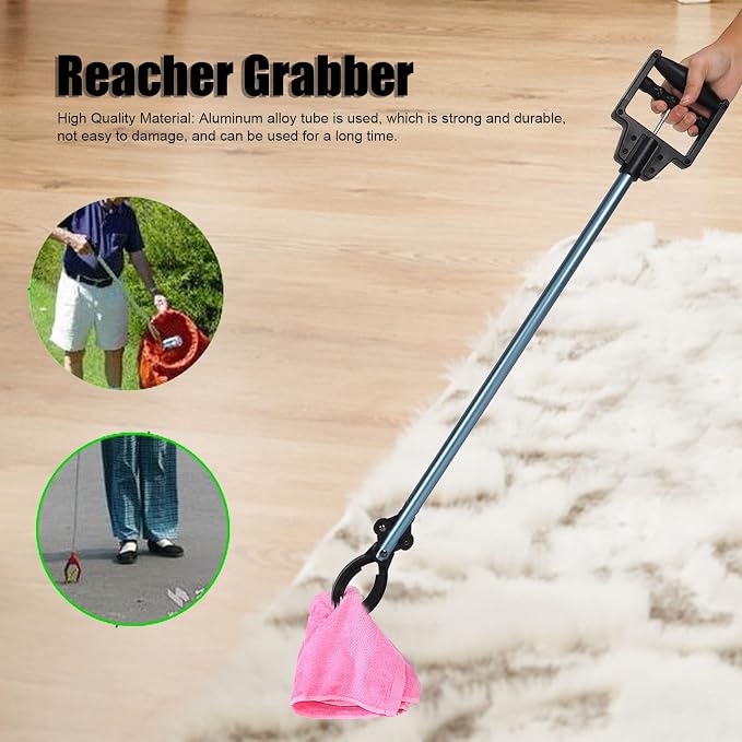 Reacher Grabber Pickup Tool, 32" Extendable Grabber Tool for Elderly, Trash Picker with Lightweight Aluminum Handle, Garden Grabber Reacher for Litter Picking, Indoor Outdoor Garbage Pickup Tool