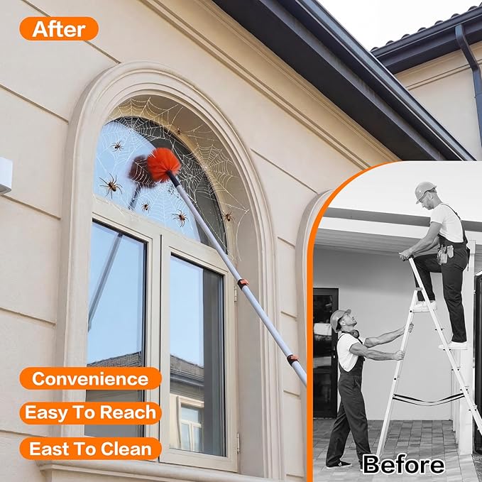 26FT High Reach Duster Cleaning Kit with Extension Pole, High Ceiling Fan Cleaner Duster for Fan Blades, Window Washing Kit with Microfiber Duster & Squeegee