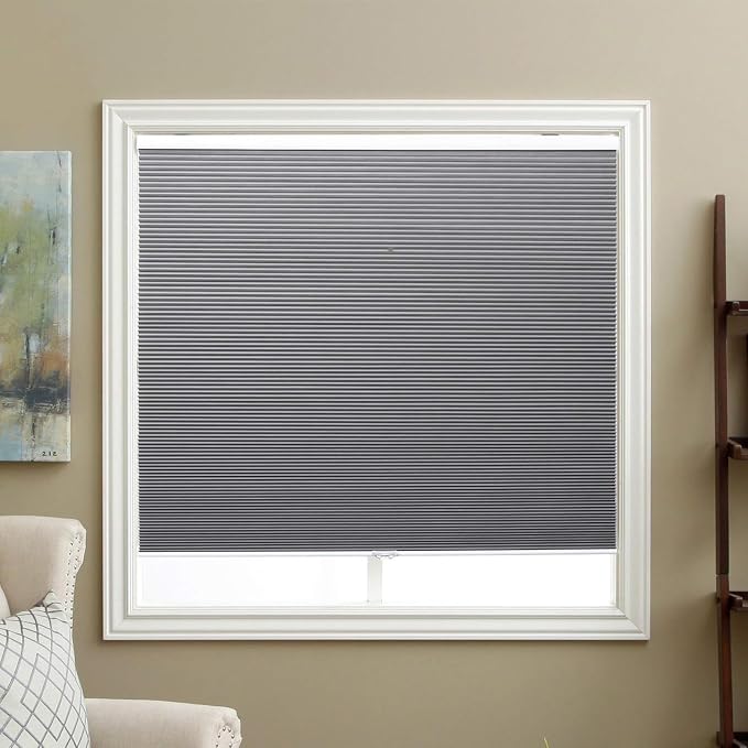 Cellular Shades Cordless Blackout Honeycomb Blinds Fabric Window Shades 23" W x 64" H, Cool Silver(Blackout)