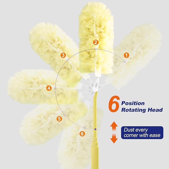 JOYMOOP Scented Telescopic Duster kit, 3FT Extendable Handle (Yellow) + 48 Yellow Refills for Swiffer Feather Duster,Easy Cleaning for Ceilings, Ceiling Fans, Blinds, Vents & Shelves