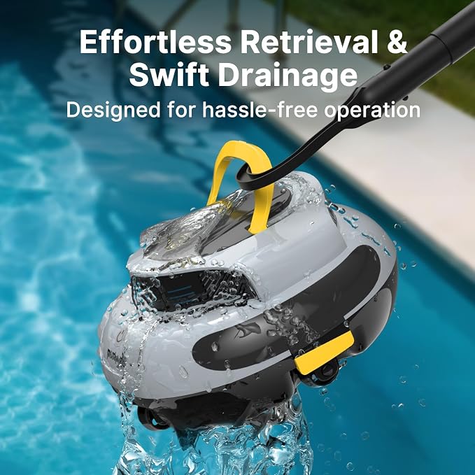 POOLPURE Cordless Robotic Pool Cleaner with Dual 30W Motors, 5000mAh Battery, 120 Minutes Runtime, Automatic Cleaning, Waterproof Gray
