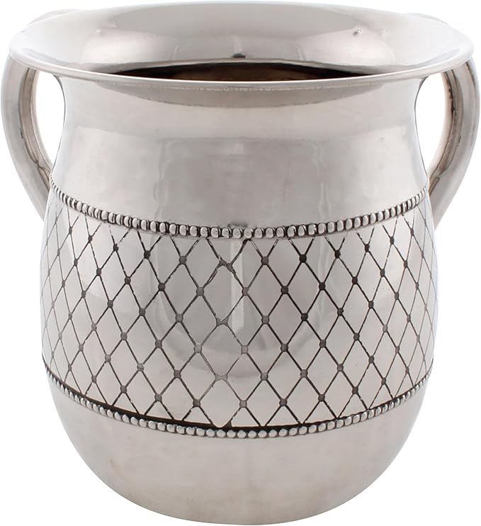 UNBREAKABLE Stainless Steel WASHING CUP: 6.5-Inch Tall Elegantly Brushed 2-Handle Wide-Mouth Ritual Cleaning Water Vessel