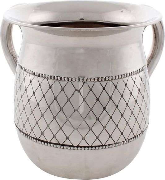 UNBREAKABLE Stainless Steel WASHING CUP: 6.5-Inch Tall Elegantly Brushed 2-Handle Wide-Mouth Ritual Cleaning Water Vessel