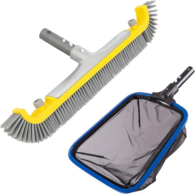 POOLAZA 20'' Pool Brush & Ultra Fine Mesh Pool Skimmer Net