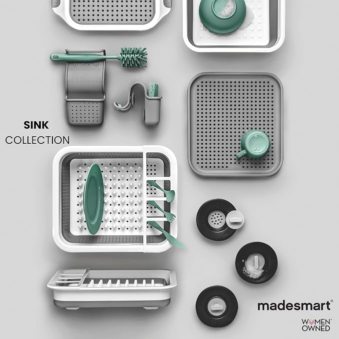 madesmart Large Portable Shower Tote, Plastic Bathroom Organizer Basket with Soft Grip Handle, Dorm Shower Caddy, Shampoo and Soap Holder, Cleaning Supplies Organizer, White