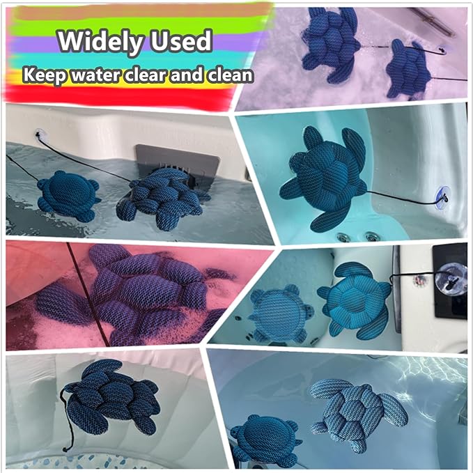 Turtle Filter Hot Tub Scum Absorber 2 Pack Reusable Sponge for Hot Tub Cleaner, Washable Oil Absorber for Hot Tub Accessories, Compatible with Coleman/Intex/SaluSpa Inflatable Hot Tubs