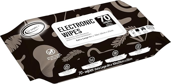 Air Jungles 3in1 Leather Cleaner Wipes 70 Count, and Air Jungles Electronic Wipes 70 Count, 8"x10"