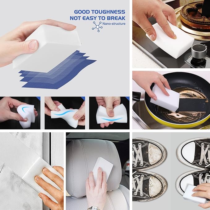 Melamine Sponge, 100Pcs+50Pcs+25Pcs,175pcs in total, Magic Sponge Eraser, Durable Cleaning Foam, Premium Scrubber Pads, for Sinks, Kitchen, Bathroom, Wall, Glass, Shoes, Multi-Purpose Powerful Sponge.