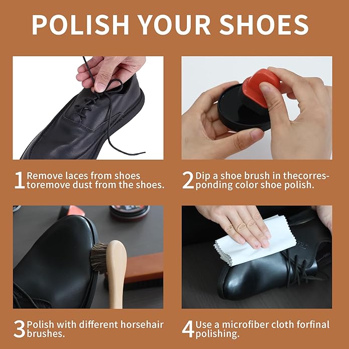 Black Shoe Polish Kit Brown Neutral White Mink Oil Leather Boot Shoe Shine Kit Conditioner Care Cream Clearner Set