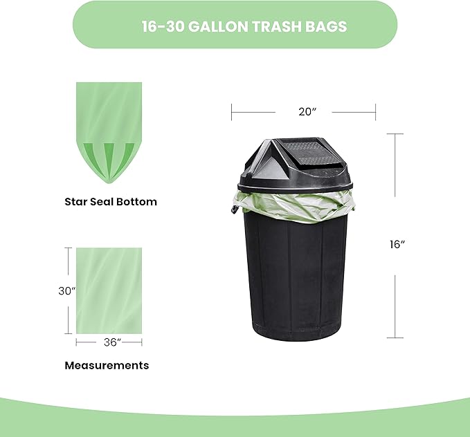 Reli. Biodegradable 16-25 Gallon Trash Bags | 500 Count Bulk | ASTM D6954 | Green | Eco-Friendly | Oxobiodegradable Under Certain Conditions (See Product Description)